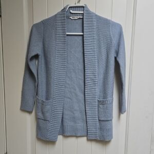 Elegant Children Light Blue Open Front Cardigan Long Sleeve Knit Small